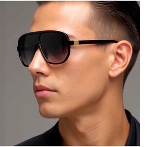 Mens Black Lens Outfit Shield Sunglasses Driving Sun Protection Lentes 2026 New